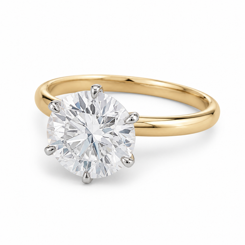 2 Carat H VS2 Round Brilliant Diamond Yellow and White Gold Ring