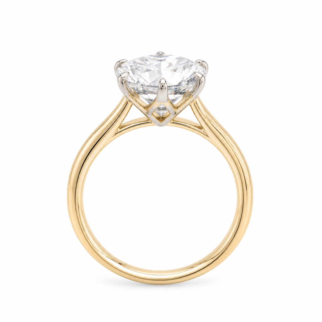 2 Carat H VS2 Round Brilliant Diamond Yellow and White Gold Ring