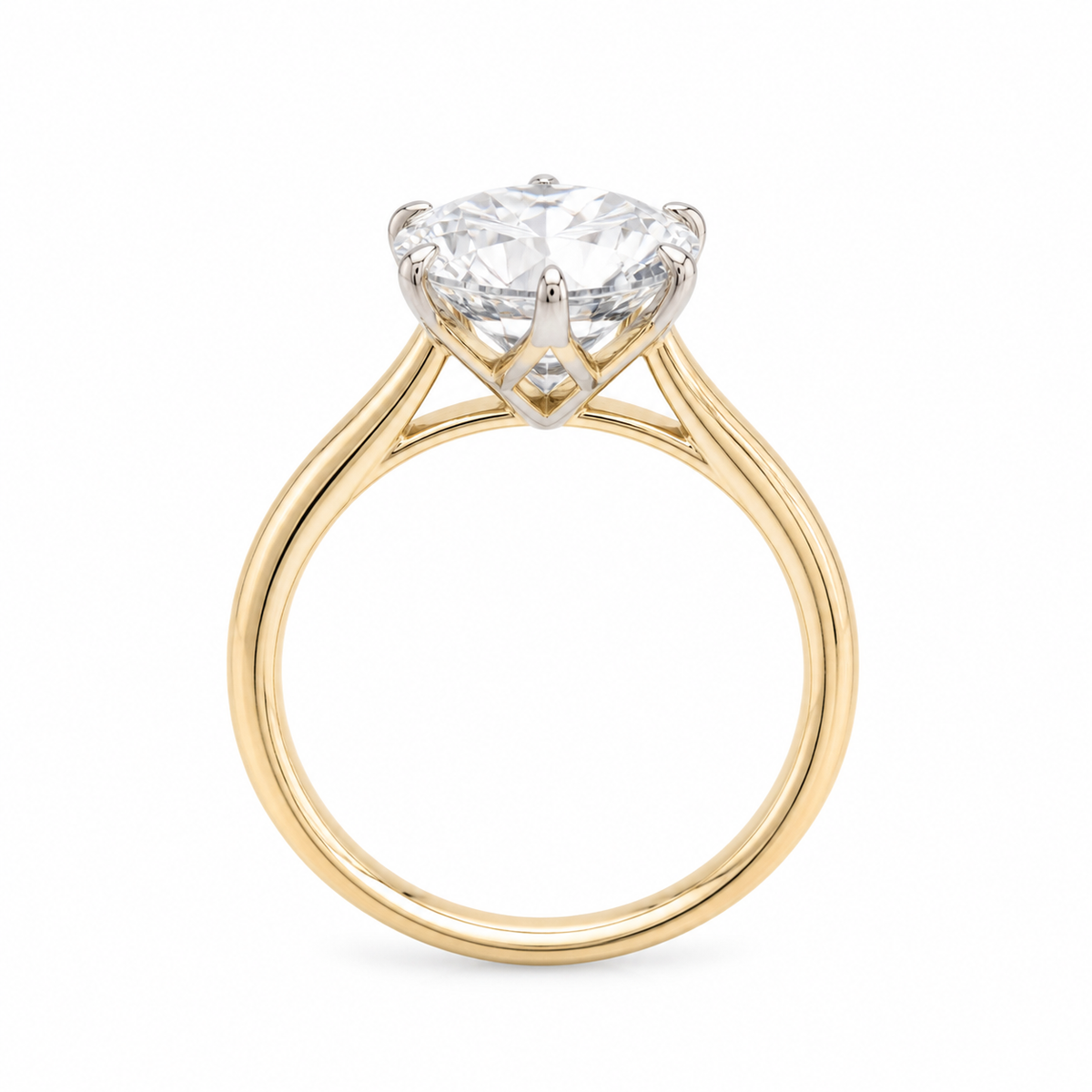 2 Carat H VS2 Round Brilliant Diamond Yellow and White Gold Ring