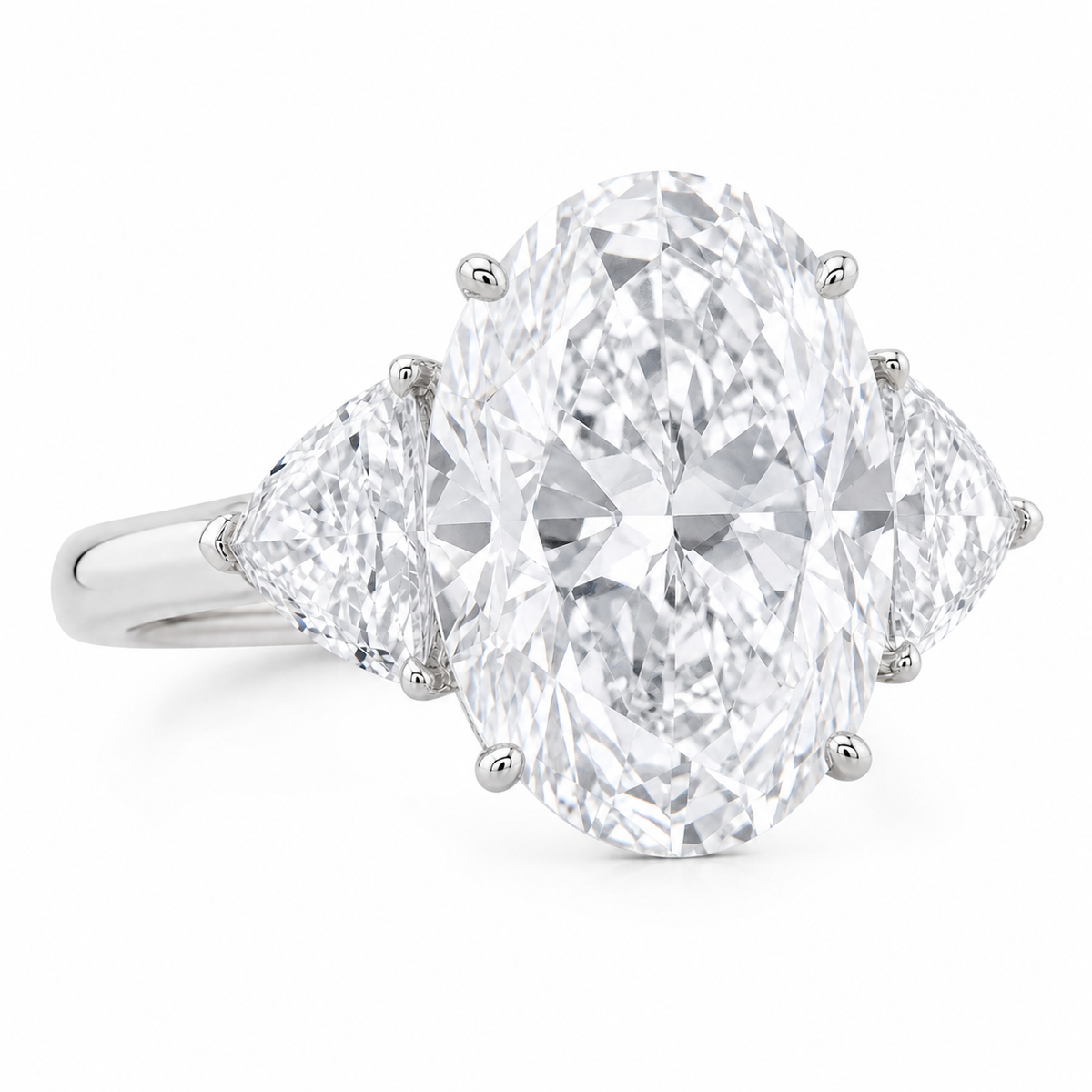 GIA Certified 3.38 Carat F VS2 Oval Brilliant Diamond White Gold Ring