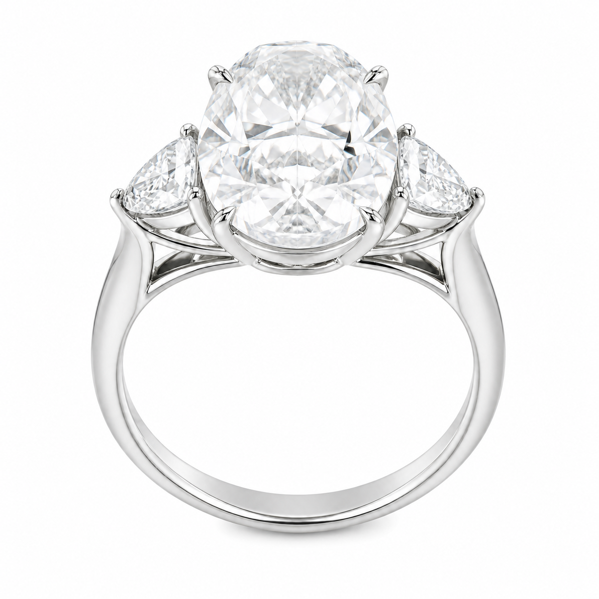 GIA Certified 3.38 Carat F VS2 Oval Brilliant Diamond White Gold Ring