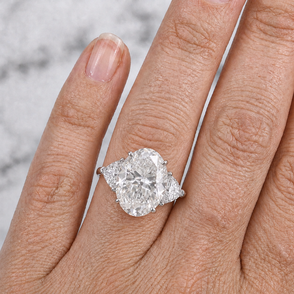 GIA Certified 3.38 Carat F VS2 Oval Brilliant Diamond White Gold Ring